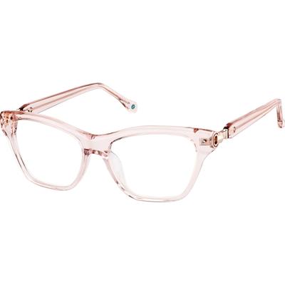 Zenni Women's Cat-Eye Glasses Pink Plastic Full Rim Frame