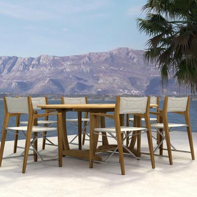 7 pc Oval Martinique Odyssey Folding Chair Teak Dining Set