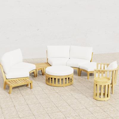 9 pc Kafelonia Large Teak Sectional Sofa Set by Westminster Teak with Lifetime Warranty and Sunbrella Cushions