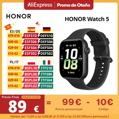 Global Version HONOR Watch 5 Smartwatch Präzises GPS-Tracking Schneller Gesundheitsscan 1,85-Zoll großes Display Bis zu 15 Tage lange Akkulaufzeit GPS-unterstützt IP68