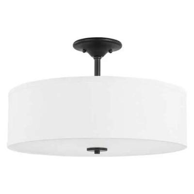 Progress Lighting 238385 - 2 Light 120 volt Graphite Fabric Shade Ceiling Light Fixture (GRAPHITE THREE-LIGHT SEMI-FLUSH MOUNT SUMMER LINEN SHADE (P350167-143))