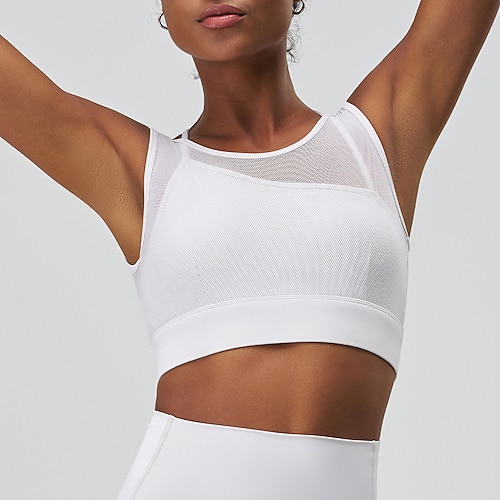 Damen Tank-Top mit Trägern Gepolsterter BH Gepolstertes Tank-Top Rundhalsausschnitt Leicht Bequem Atmungsaktiv Sportlich Ärmellos Leichter Halt Sport Einfarbig Sport-BHs Tanktop Für Fitnesstraining Image