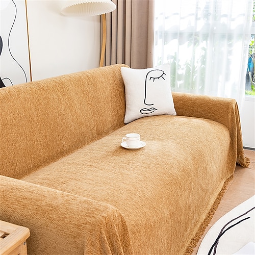 Hochwertiges Chenille-Sofatuch. Weicher und plüschiger Stoff. Perfekt zum Schutz von Sofas vor Schmutz und Flecken. Strapazierfähig und komfortabel. Ideal für den täglichen Gebrauch. Einfach Image