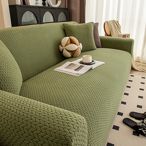 Sofabezug mit hoher Elastizität weicher und dehnbarer Stoff passt perfekt auf die meisten Sofas strapazierfähiger und bequemer Schonbezug schützt Möbel vor Flecken und Beschädigungen einfach Image