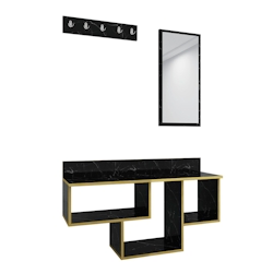 WellHome Colorado Set Empfangsregal mit Spiegel in Schwarz und Gold Image
