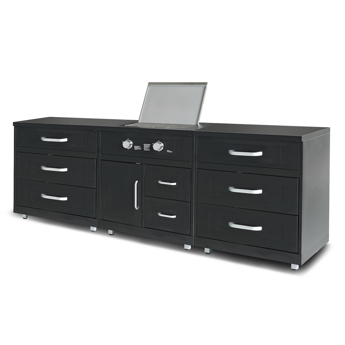 Oviala Business 3-teilige Outdoor-Küche mit Gaskocher schwarz Image