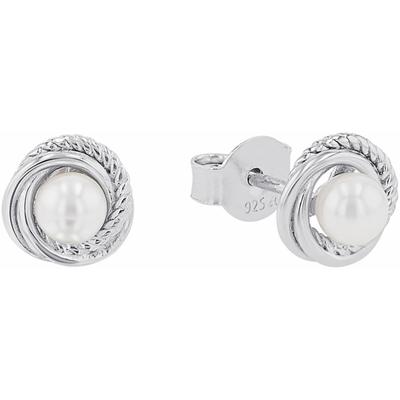 Paar Ohrstecker AMOR "Knoten-Optik, 2038058", bunt (silberfarben, weiß), Ohrringe, Damen, Silber 925 (Sterlingsilber)-Perlen, Silber 925 (Sterlingsilber), Perlen, mit Muschelkernperle Image