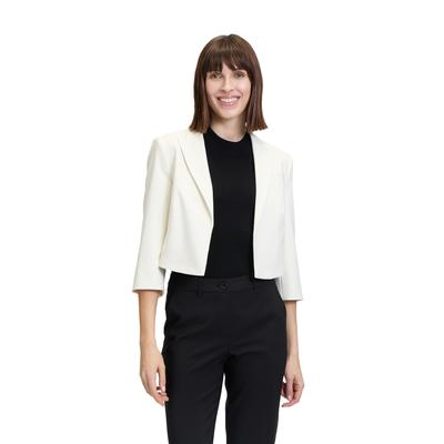 Jackenblazer BETTY BARCLAY "Betty Barclay Kurzblazer mit 3/4 Arm", Damen, Gr. 40, weiß (rohweiß), Obermaterial: 86% Polyester, 14% Elasthan. Futter: 100% Polyester., Basic, normal kurz, Langarm, Blazer, Material Image