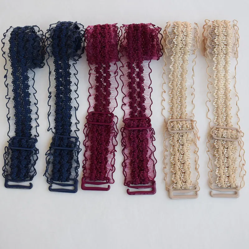 Sous-vêtements en dentelle réglables, bretelles élastiques pour femmes, soutien-gorge extensible, maille antidérapante, fleur creuse, accessoires