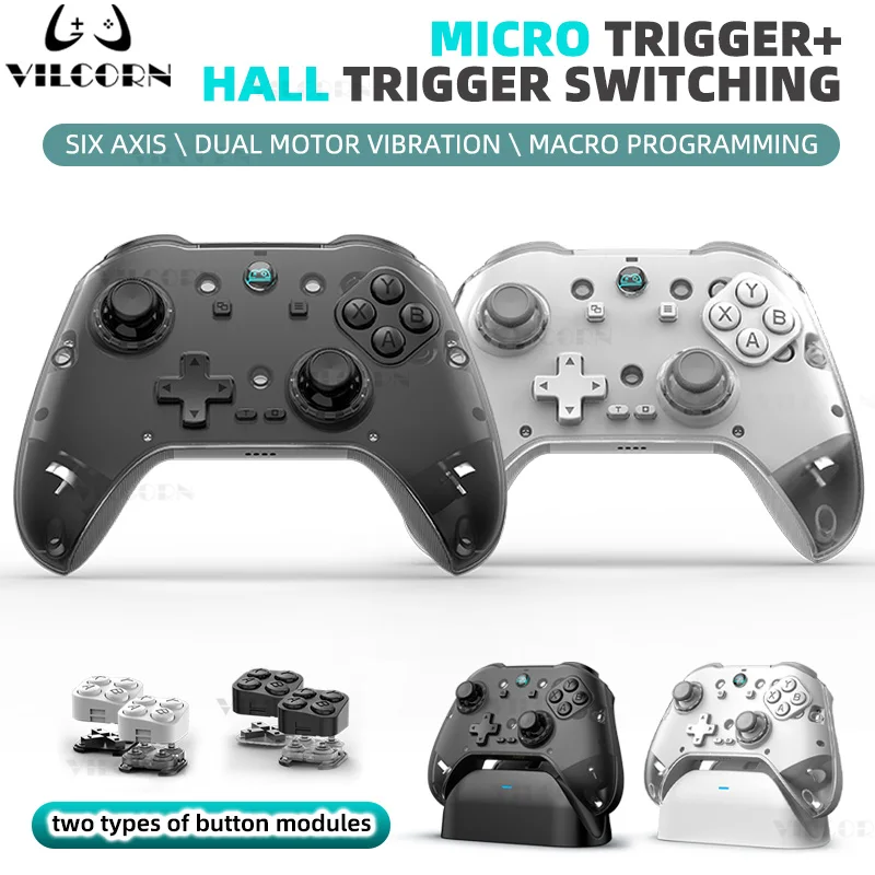 Neuer Z04 Wireless BT Game Controller Sechs-Achsen-Gyroskop Hall Joystick Gamepad für Android/IOS/PC mit Ladestation Image