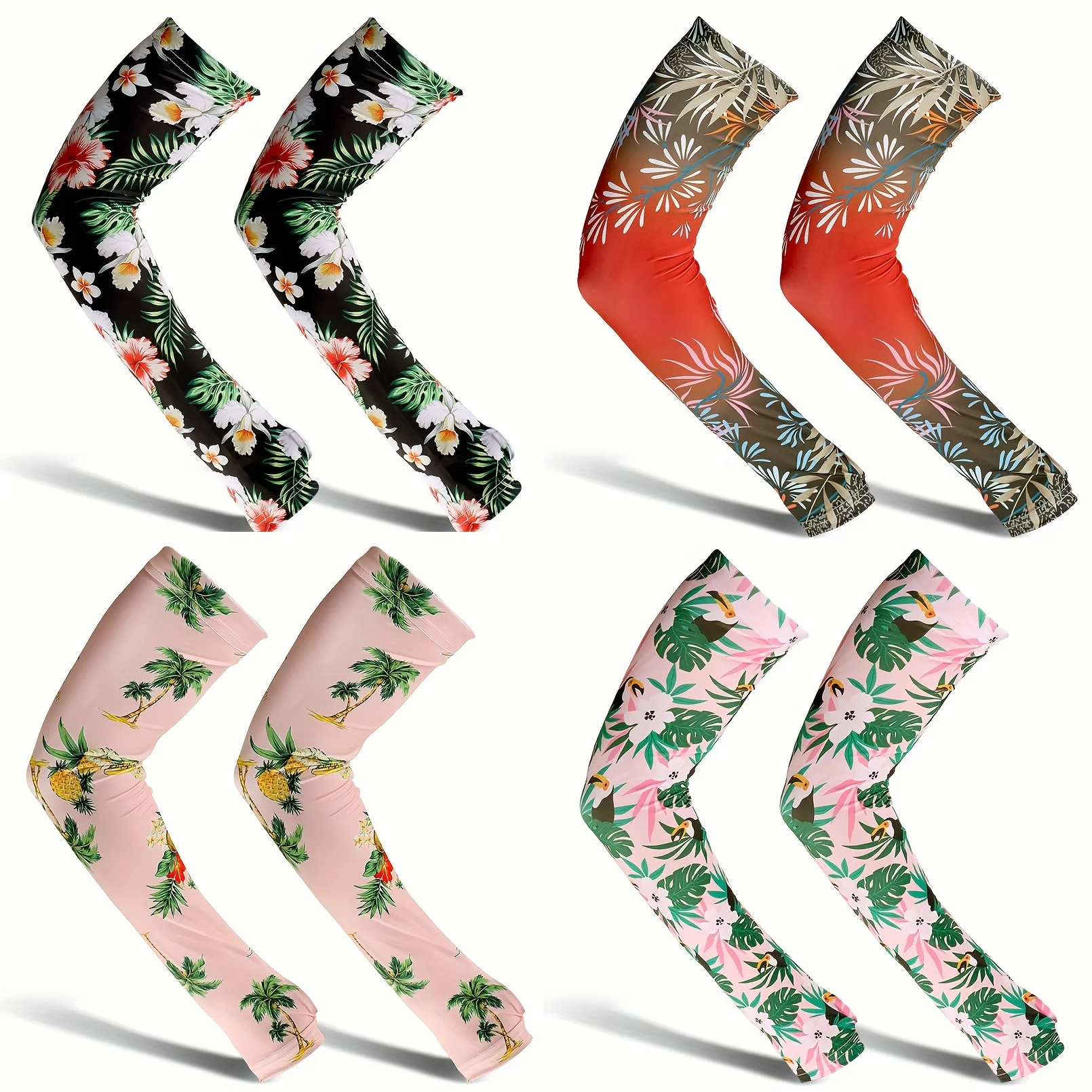 Sommer tropische Blätter Landwirte Garten Verteidigung Ärmel für Frauen, Sonnenschutz Arm abdeckungen Arm Kühl hülsen mit Daumenloch Image