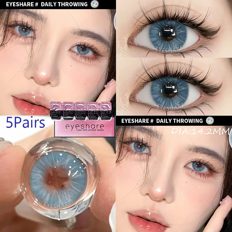 EYESHARE 5 Paar farbige Kontaktlinsen für 1 Tag tägliche Linse, blaue Kontakte, tägliche Einweg-Hochtragekomfort-braune Linsen, 10 Stück Image