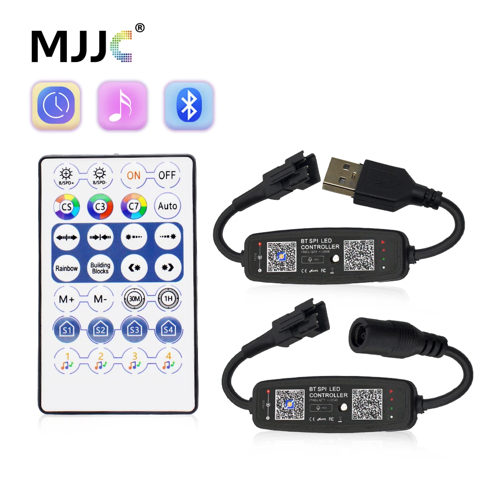 12V RGB LED Musik Controller 5V 24V DC Adressierbare LED Streifen SPI USB Bluetooth Pixel Fernbedienung WS2812B SK6812 WS2811 IC Image