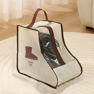 TEMU Multi-functional Fabric Boot Storage Bag With Handle: Transparent, Dustproof And Shoe Protector Suitable For Tall Boots And Short Boots - Lightweight Design, Hanging Shoe Organizers Image