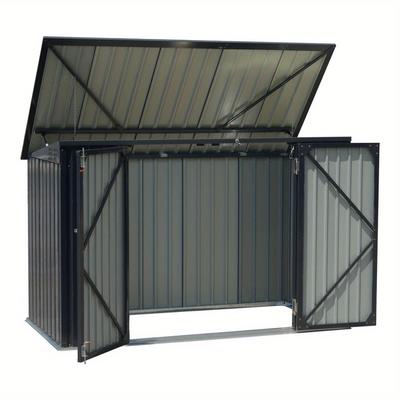 TEMU Storage Shed Outdoor Bicycle Shed Garbage Bin Shed Garden Sheds Bike Tools Storage Shed Open-roof Pent Tool Shed House Galvanized Steel Shed Outdoor Storage, 190x 113x 134cm,