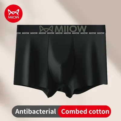 MiiOW 3Pcs Baumwolle Mann Unterwäsche Boxer Antibakterielle Männer Unterhose Nahtlose Manschetten Schlüpfer der Männer Atmungsaktive Mann Boxer Briefs Image