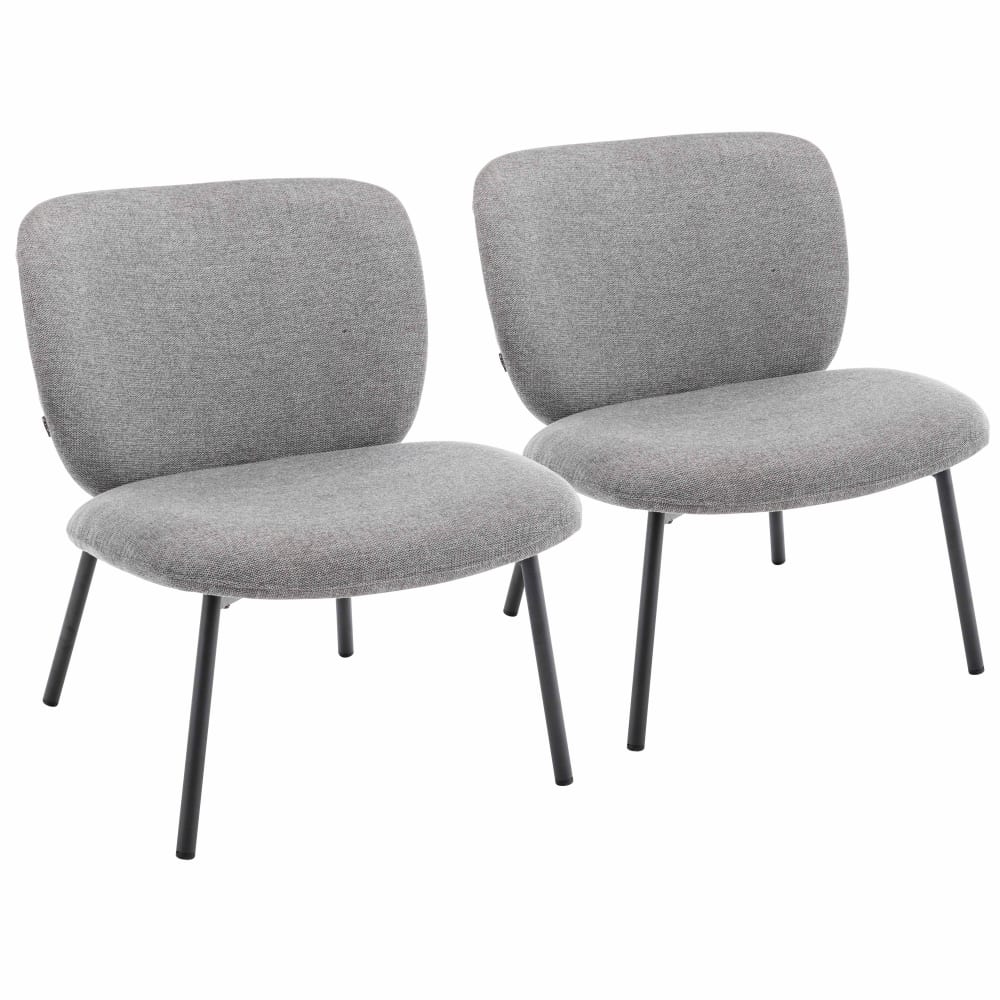 Lot de 2 fauteuils relax en acier et tissu gris foncé