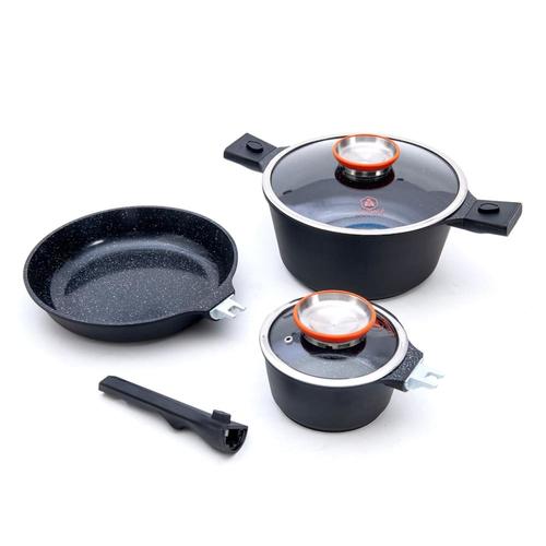 Set de 8 pièces en aluminium noir 28cm amovible