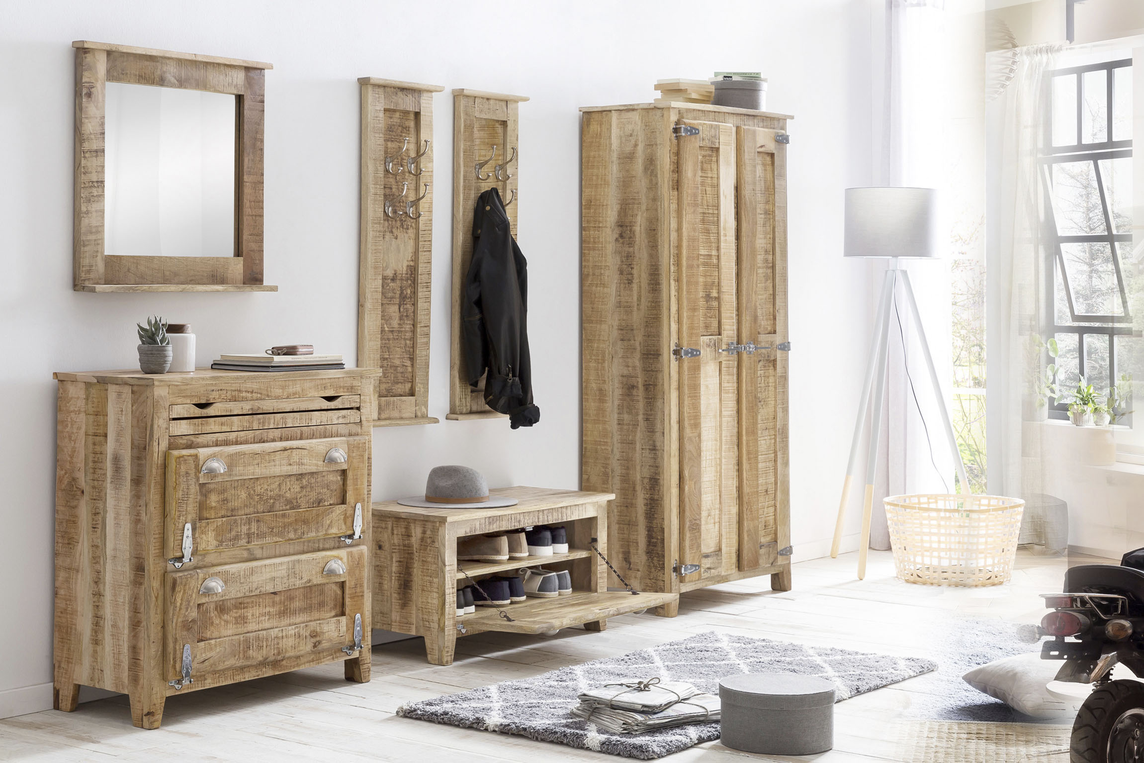 Garderoben-Set SIT, beige (natur, silber), Kastenmöbel-Sets Image