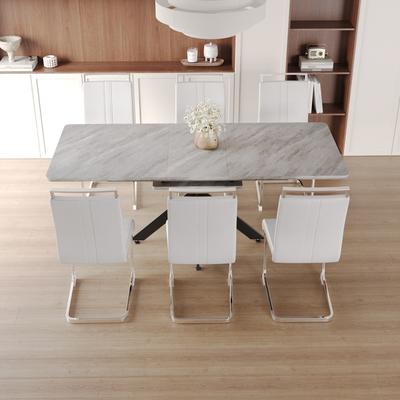 C shaped Tube Soft padded armless dining chair and Very large Dining Room Table Kitchen Table Chair Set with metal Legs