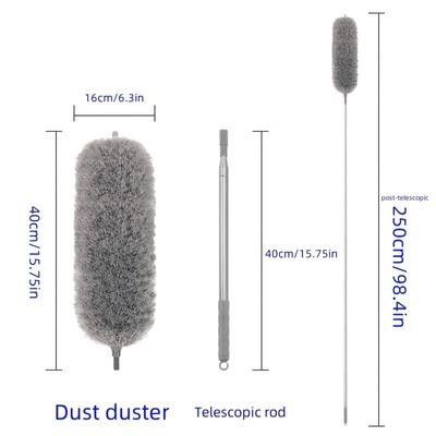 TEMU Retractable Microfiber Duster With Adjustable, Head - No Electricity Needed, Ideal For Living Room, Bedroom, Kitchen Dusting, High Ceilings & Furniture Image