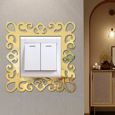 Selbstklebende 3D-Panels, Wandaufkleber, Lichtschalter-Abdeckung, Spiegelgesichtsaufkleber an der Wand, Heim- und Raumdekoration, Fotorahmenform Image