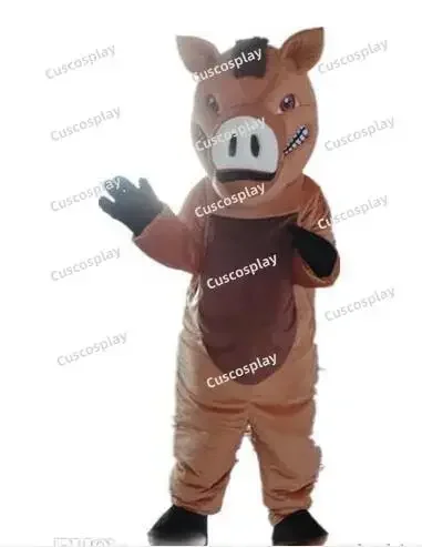 Neues maßgeschneidertes braunes Wildschwein-Schwein-Maskottchen in Erwachsenengröße, rosa Pferd, Maskottchen-Kostüm, Weihnachten, Kostüm, Halloween-Maskottchen-Kostüm Image