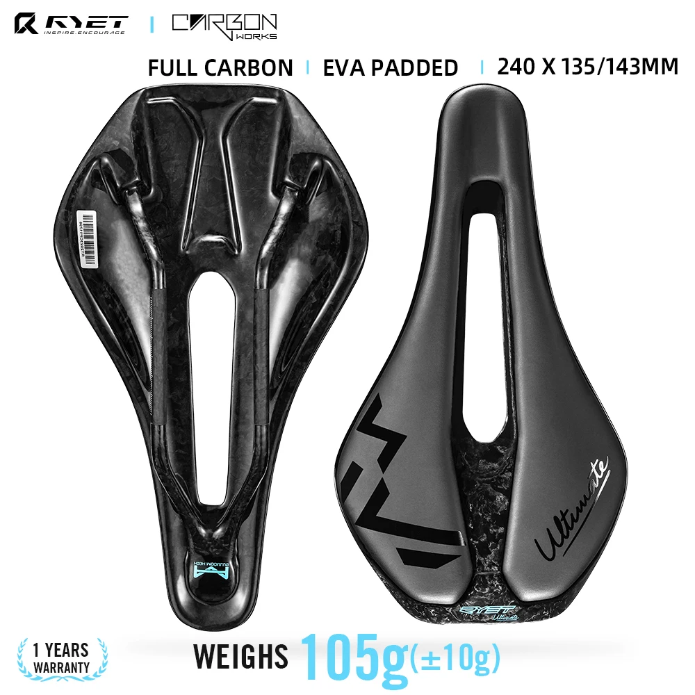 RYET sella per bicicletta ultraleggera in carbonio sella per bicicletta stampata in 3D sella per bici da 135/143mm per MTB ghiaia sella per bici da strada parte per bicicletta