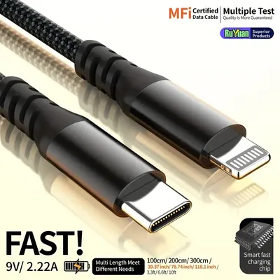 LAIHONEN 1 STÜCK MFI-zertifiziertes Datenkabel 20 W Typ C auf Lightning-Schnelllade-Datenkabel für iPhone 14 14 Plus 14 Pro 14 Pro Max