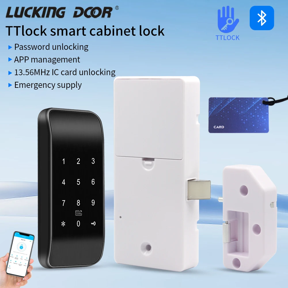 TTLOCK APP Möbel Schrankschloss 13,56 MHz IC-Karte Smart Lock zur einfachen Zugangskontrolle Tastatur Telefon/RFID/Karte Passwort/NFC-Entsperrung Image