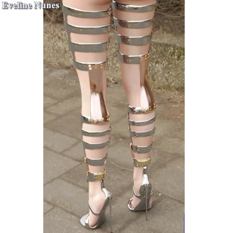 Persönlichkeit hohle Sandalen Stiefel offene Zehen Stöckels chuhe britischen Stil Sommer Party Kleid Sandalen Stiefel 2024 Zapatos Para Mujere Image