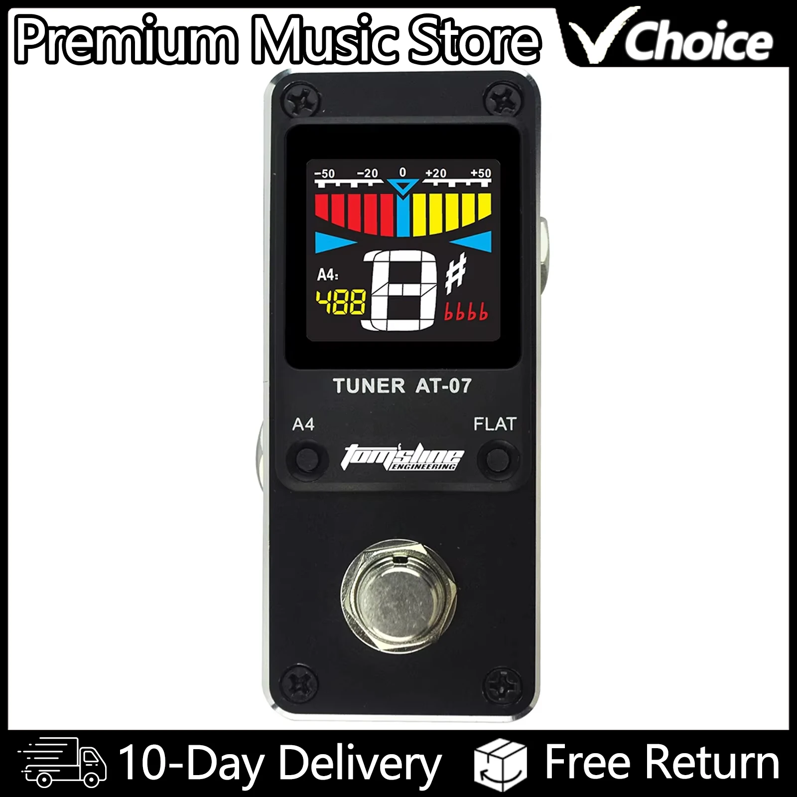 AROMA AT-07 Mini Fuß Gitarre Tuner HD Display Effekt Pedal Guitarra Chromatische Tuning Tuner Metall Shell Gitarre Teile Zubehör Image