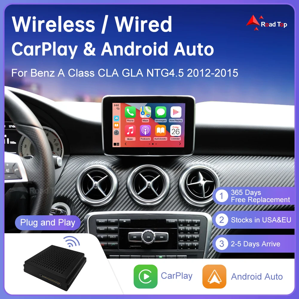 Plug and Play Wireless CarPlay für Mercedes Benz A-Klasse CLA GLA W176 C117 X117 X156 NTG4.5 mit Android Auto AirPlay Navigation Image