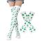 Set mit grün-weiß gestreiften Kniestrümpfen und fingerlosen Handschuhen zum St. Patrick's Day mit Kleeblatt-Design, festliche Accessoires für Damen, perfekt für Feiertage und Kostümpartys