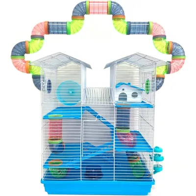 5-Level Large Crossover Twin Towner Tube Tunnel Habitat Hamster Rodent Gerbil Mouse Mice Rat Cage