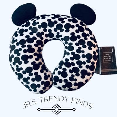 Disney Other | Disney Womens Black Mickey Mouse U Shape Comfort Travel Neck Pillow One Size | Color: Black/White | Size: Os