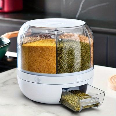 1pc Large-Capacity Rice Dispenser - Rotating, Divided Design - Moisture & Insect