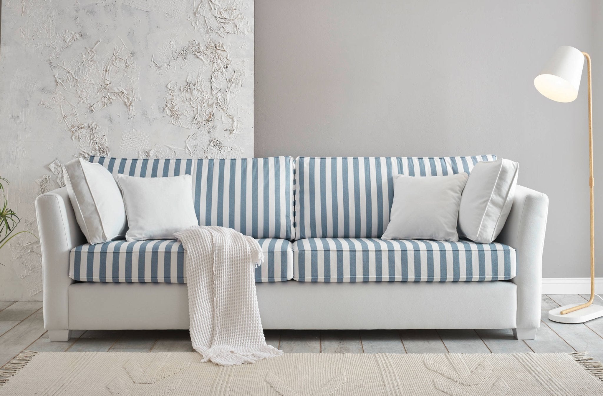 Sofa 3-Sitzer weiss blau gestreift Wales Image