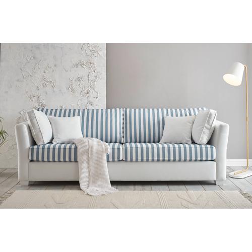 Sofa 3-Sitzer weiss blau gestreift Wales