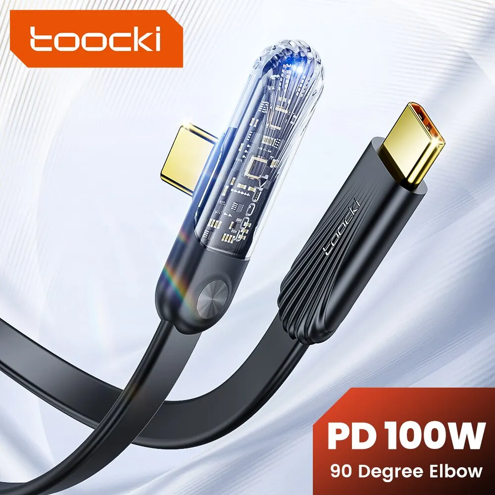 Toocki 100W 90 gradi USB tipo C a USB C cavo PD caricabatterie a ricarica rapida cavo di ricarica tipo C per MacBook Xiaomi Realme Phone