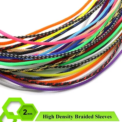 2/5/10/20/50m Braided Sleeves 2mm Cable Management Protection High Density PET Wire Cover Snake Skin