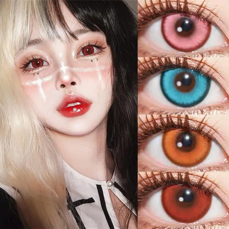 2 Stück abgestufte farbige Kontaktlinsen JeweLens Anime Cosplay Softlens 14,2 mm Image