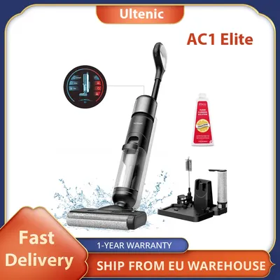 Ultenic ac1 elite schnur loses Vakuum und Mopp mit Selbst reinigung, bis zu 50min Laufzeit, intelligente Schmutz erkennung, 3 Reinigungs modus, LCD Image