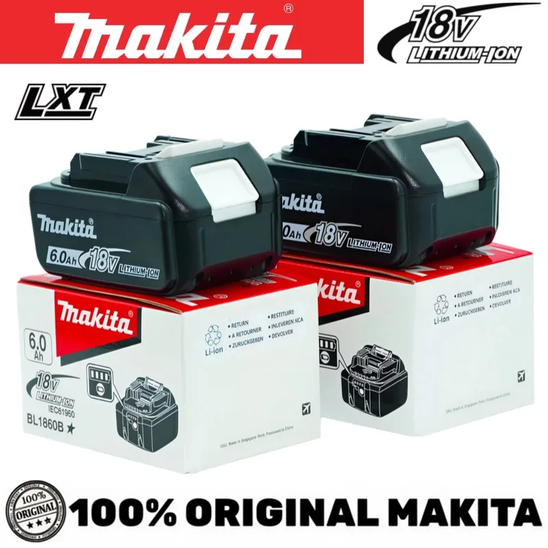 100 % Original-Makita BL1860B 18 V 6,0 Ah Lithium-Akku mit BMS und LED mit langer Laufzeit für LXT-Elektrowerkzeuge Image