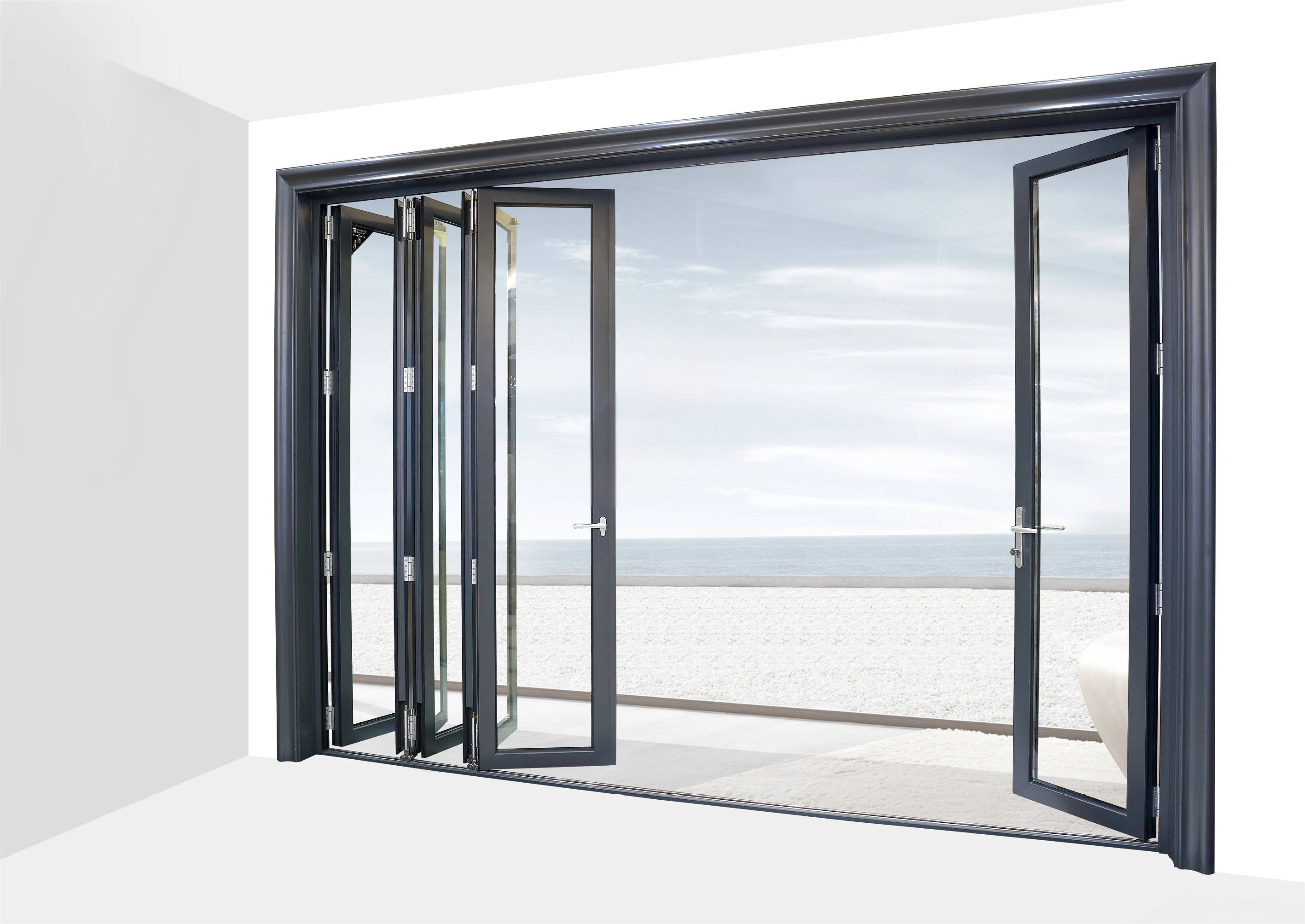 Falttür Außeneingangstüren Eingangstüren für Zuhause Kundenspezifische doppelte klappbare Aluminiumtüren Schiebetür