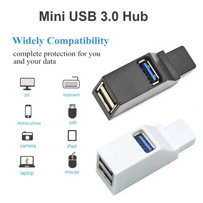 USB 3.0 HUB Adapter Extender Mini Splitter Box 1 bis 3 Ports High Speed USB 2.0 für PC Laptop U Disk Image