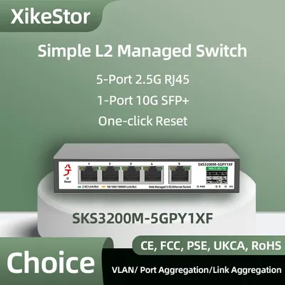 Xike stor 2,5 einfacher l2 verwalteter Switch 5 Ports 2,5g rj45 1 Port 10g sfp Hub Internet Splitter Unterstützung Vlan/Port Aggregation Image