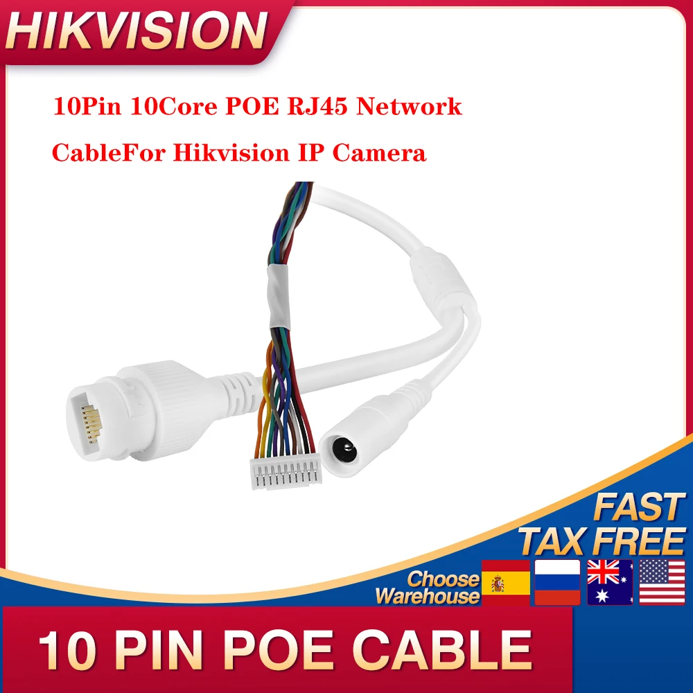 Original Hikvision Ethernet Lan-Kabel PoE RJ45 Netzwerkkabel 10-polig 10-adrig für POE IP-Kamera (für Hikvision IP-Kamera) Image