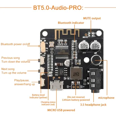 DIY Bluetooth Audio Receiver Board VHM-314 Bluetooth 5.0 MP3 Verlustfreie Decoder Board 3,7-5 V Image