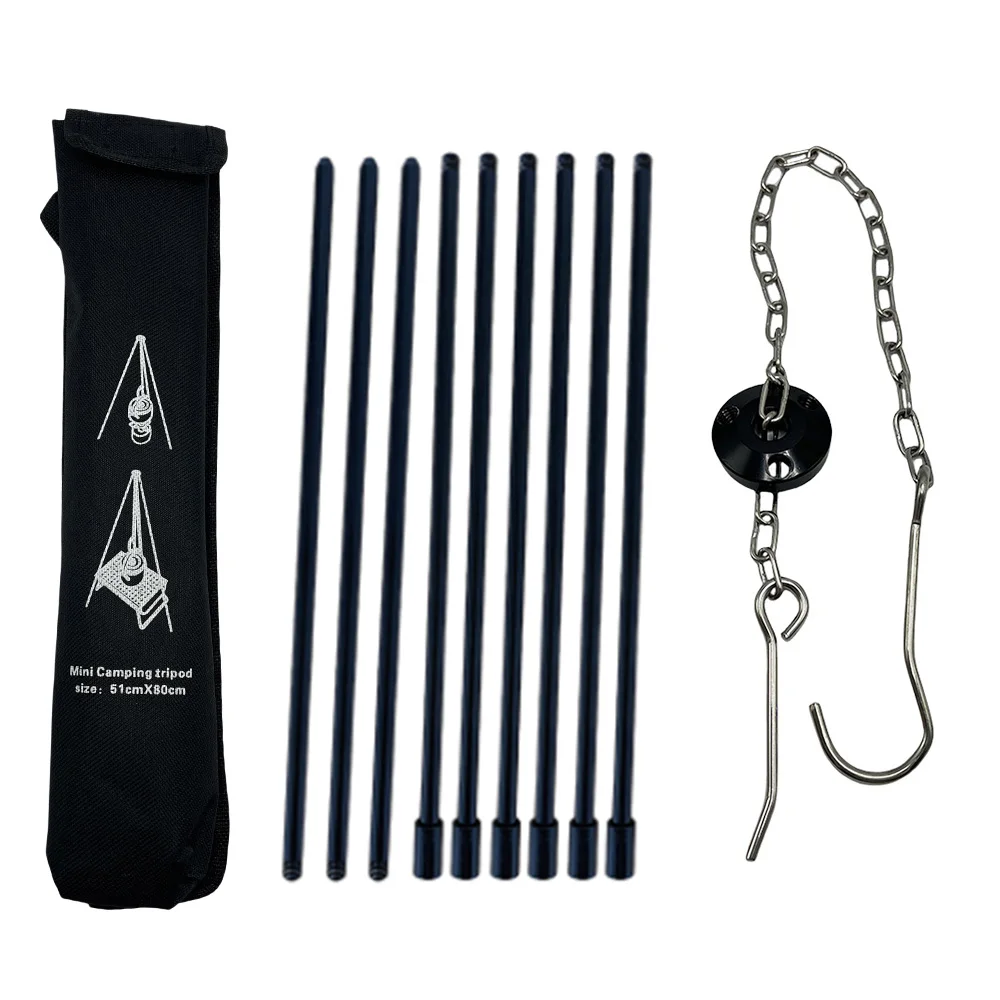 Camping Lagerfeuer Stativ Kochtopf Rahmen Abnehmbare Ständer Dreieck Hängen Topf Halterung für Outdoor Picknick Aluminium Legierung Stativ Image
